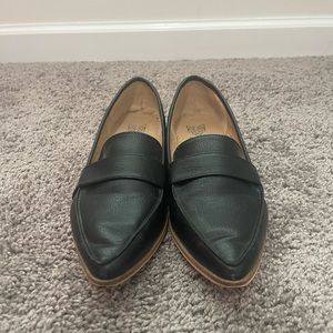 Black Faux Leather Pointed Toe Loafer Size 9